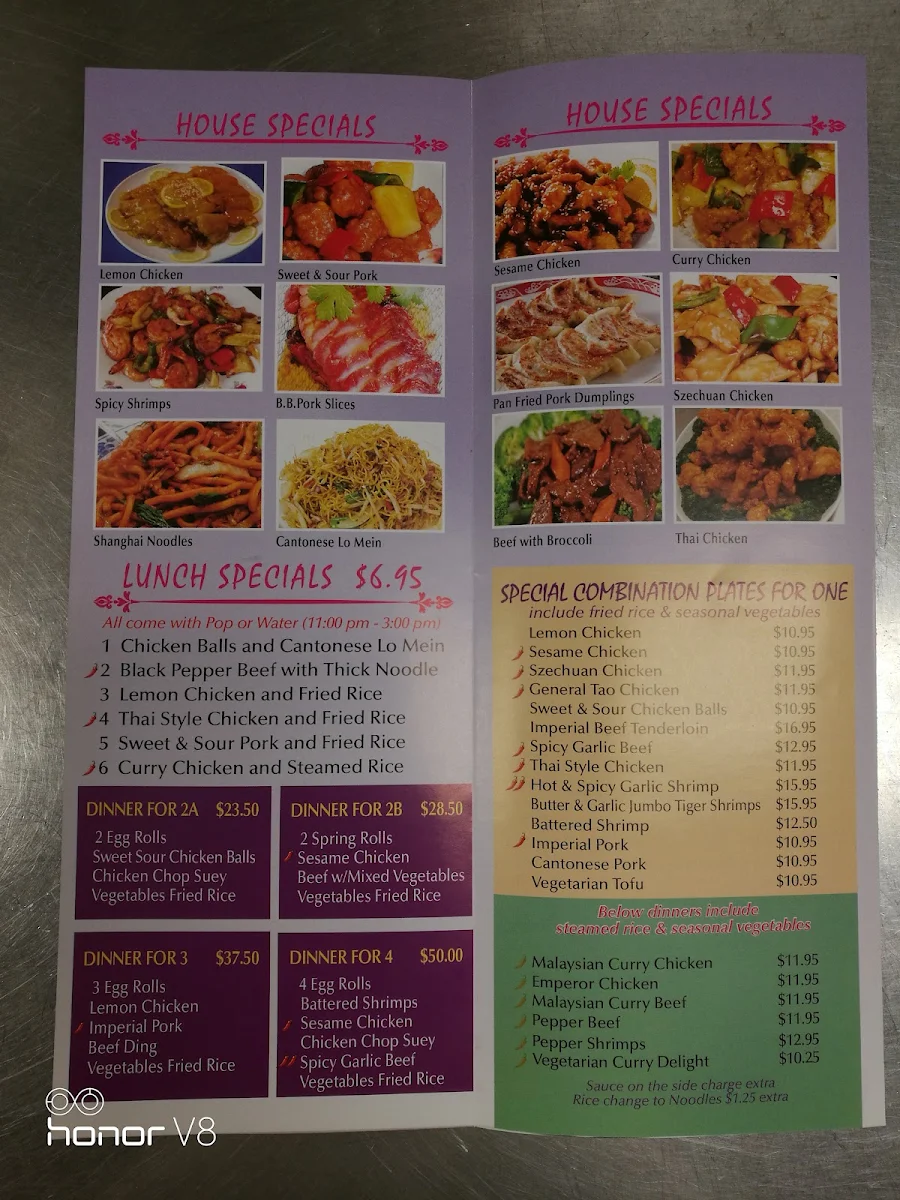 Menu, Wok Wagon Express
