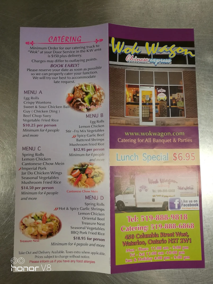 Menu, Wok Wagon Express