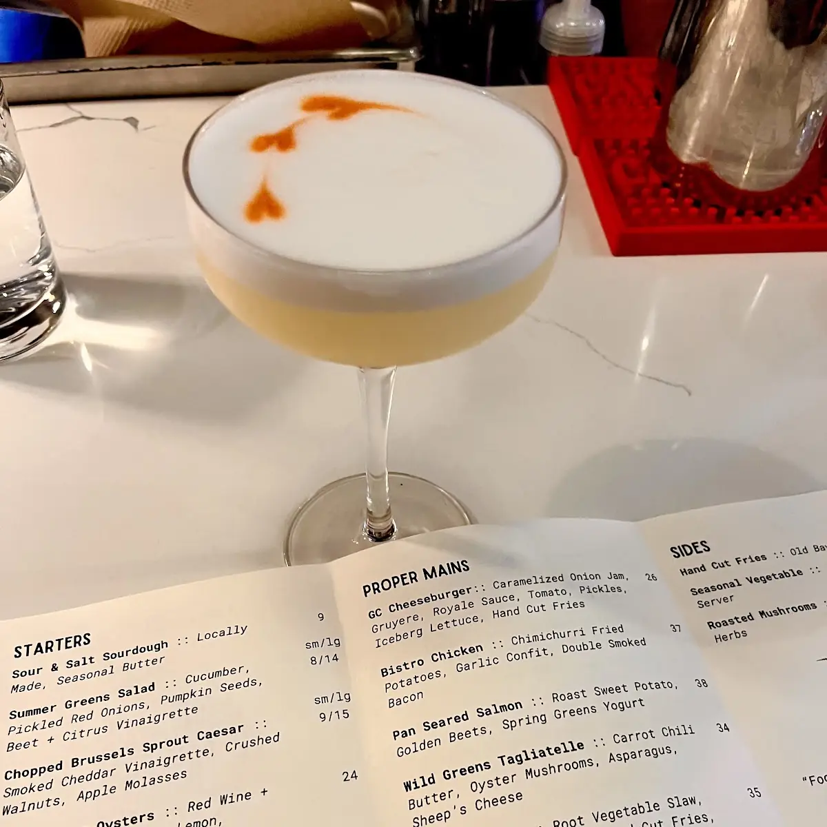 Menu, Gladstone Commons