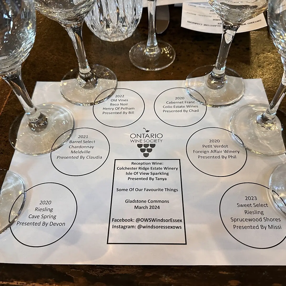 Menu, Gladstone Commons