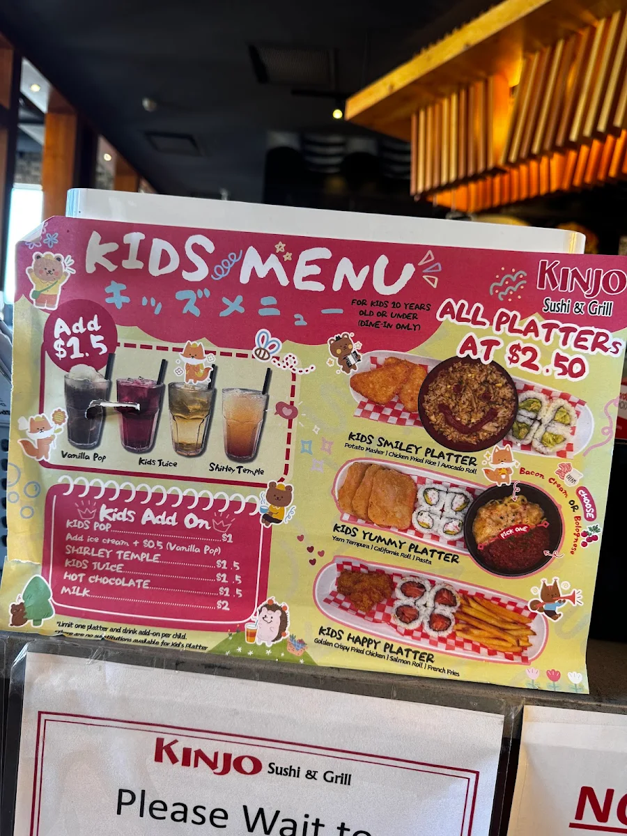 Menu, Kinjo Sushi & Grill Westhills