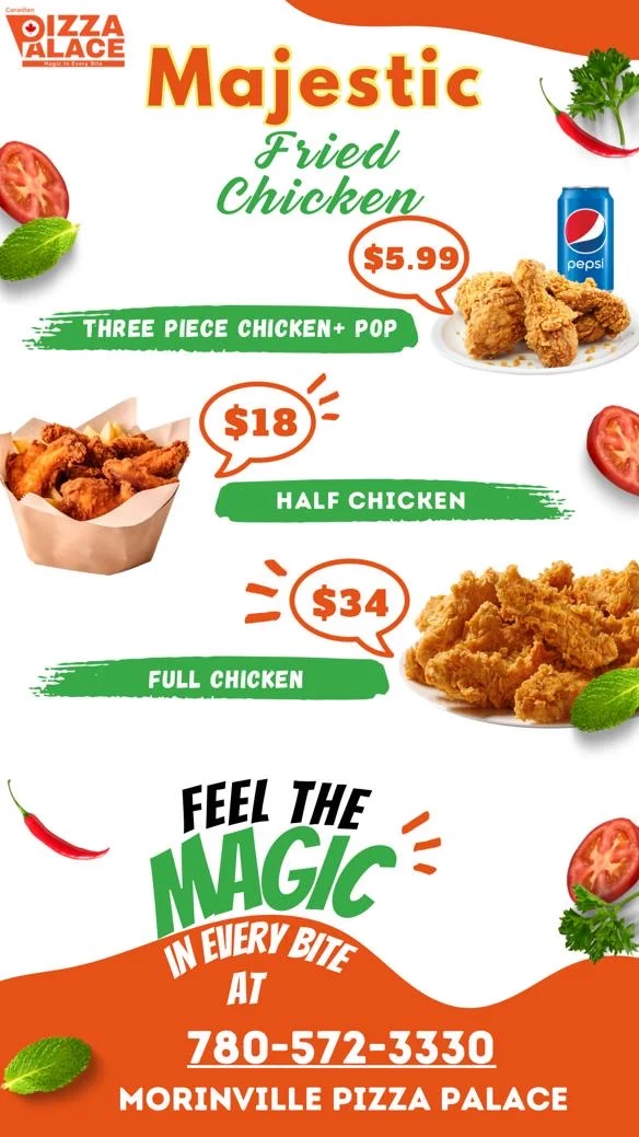 Menu, Morinville Pizza Palace & Fried chicken - Bubble Tea spot