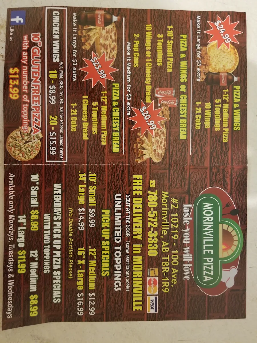 Menu, Morinville Pizza Palace & Fried chicken - Bubble Tea spot