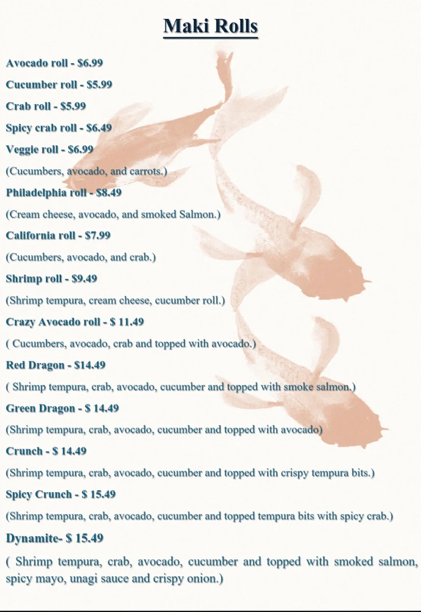 Menu, Little Bento Box