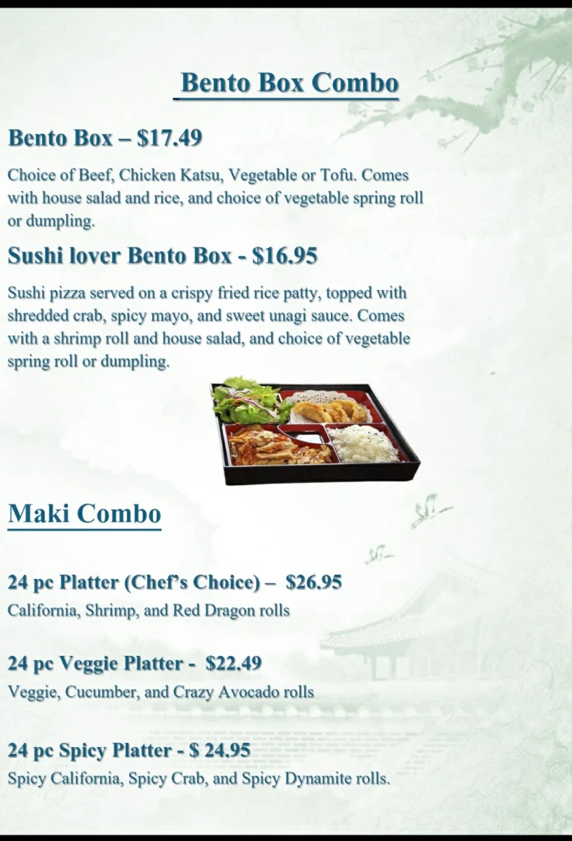 Menu, Little Bento Box