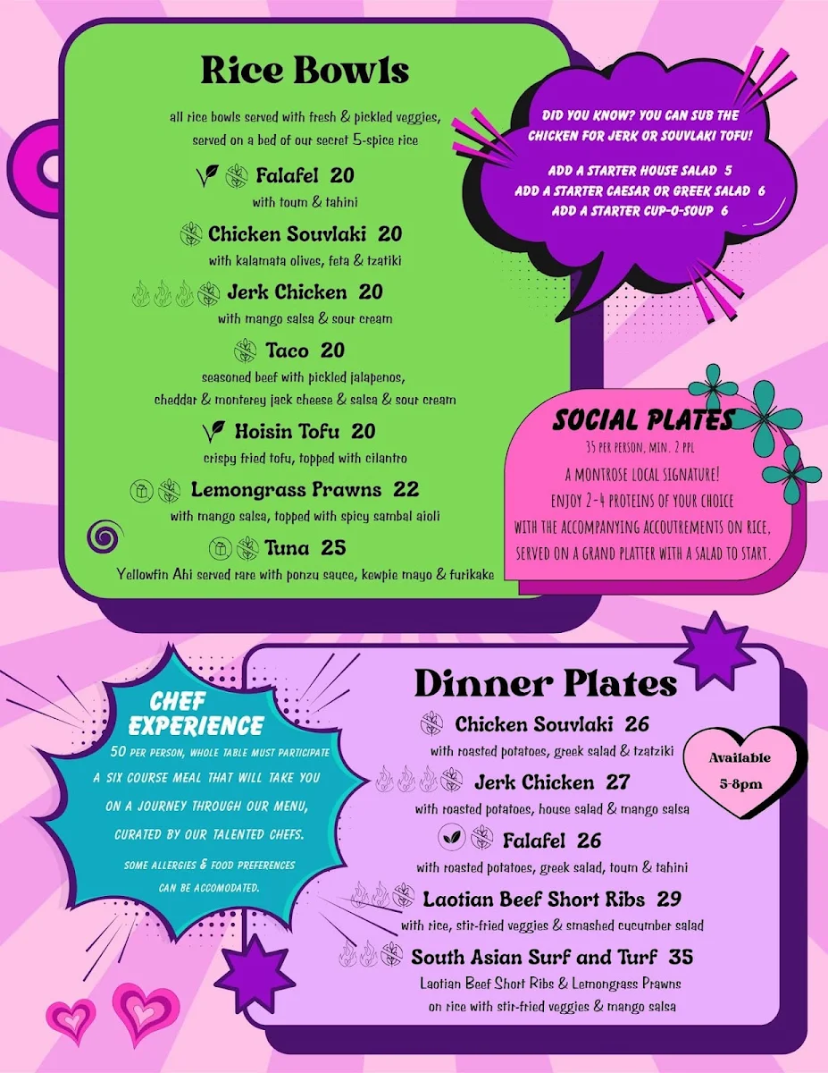 Menu, The Montrose Local