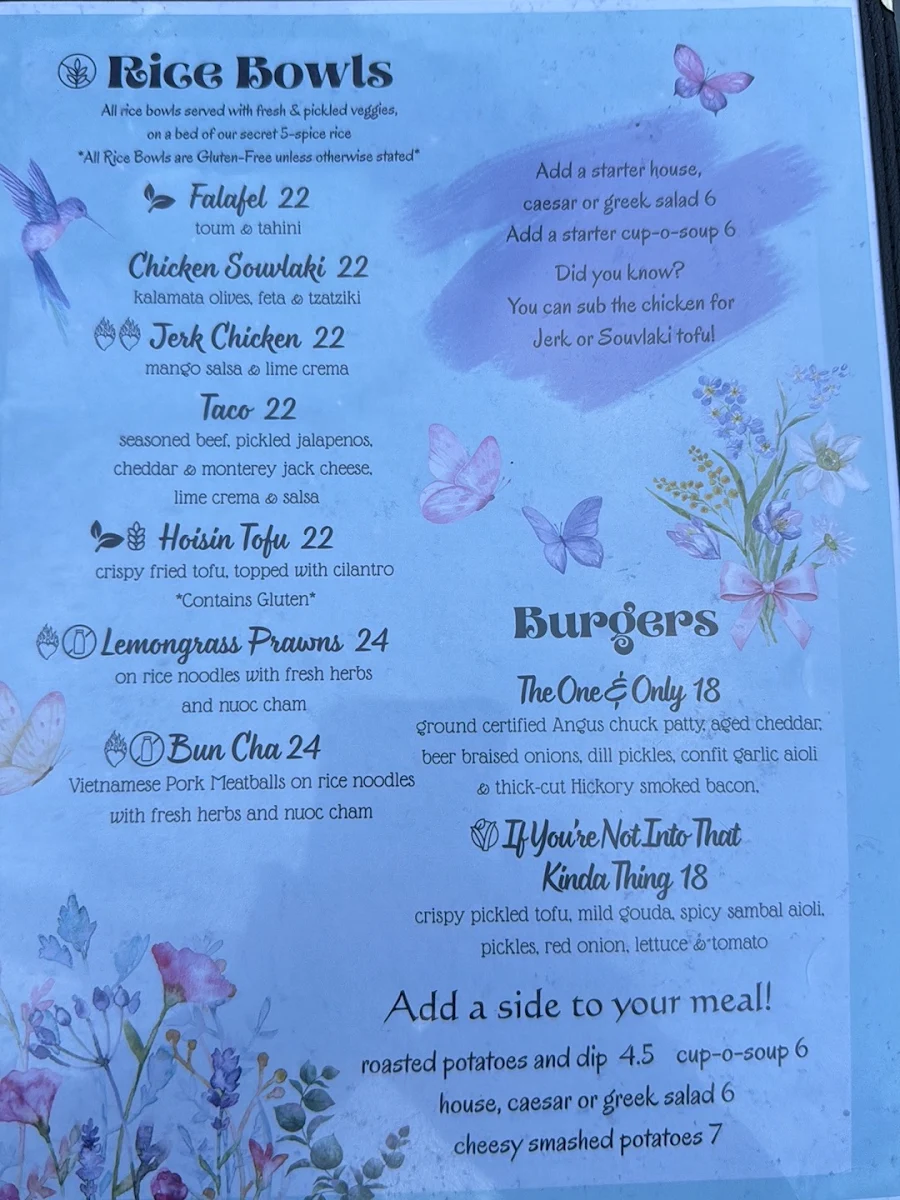 Menu, The Montrose Local