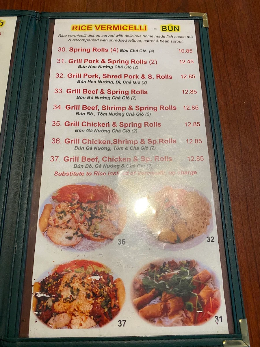 Menu, Pho V
