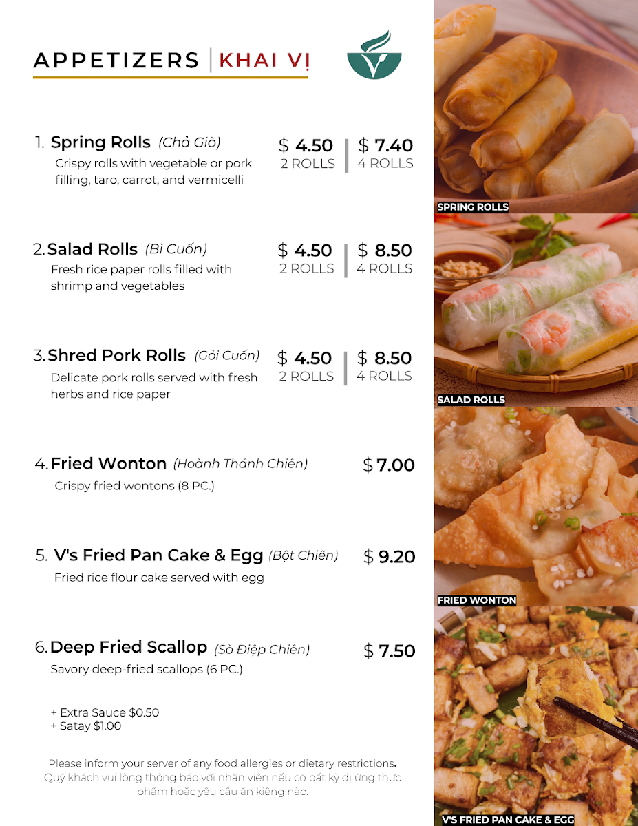 Menu, Pho V