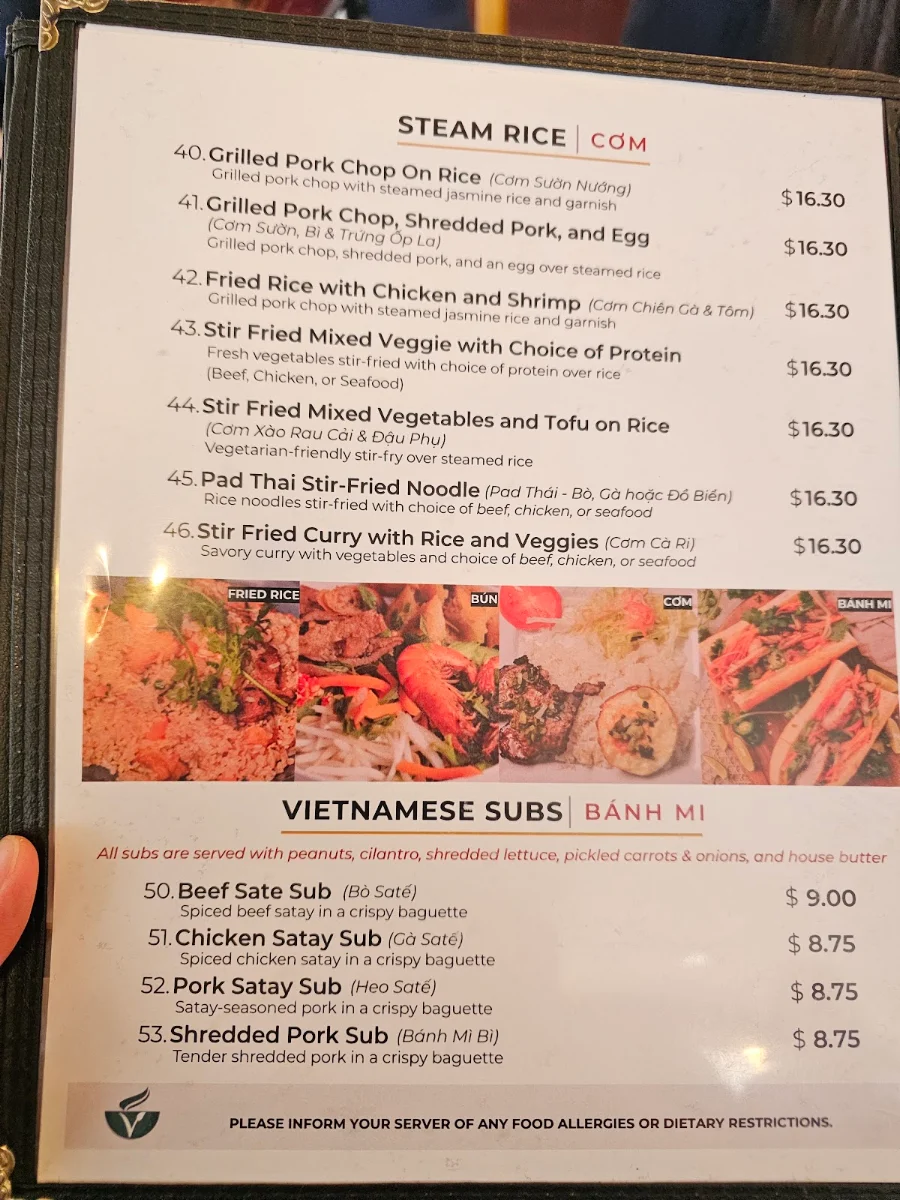 Menu, Pho V