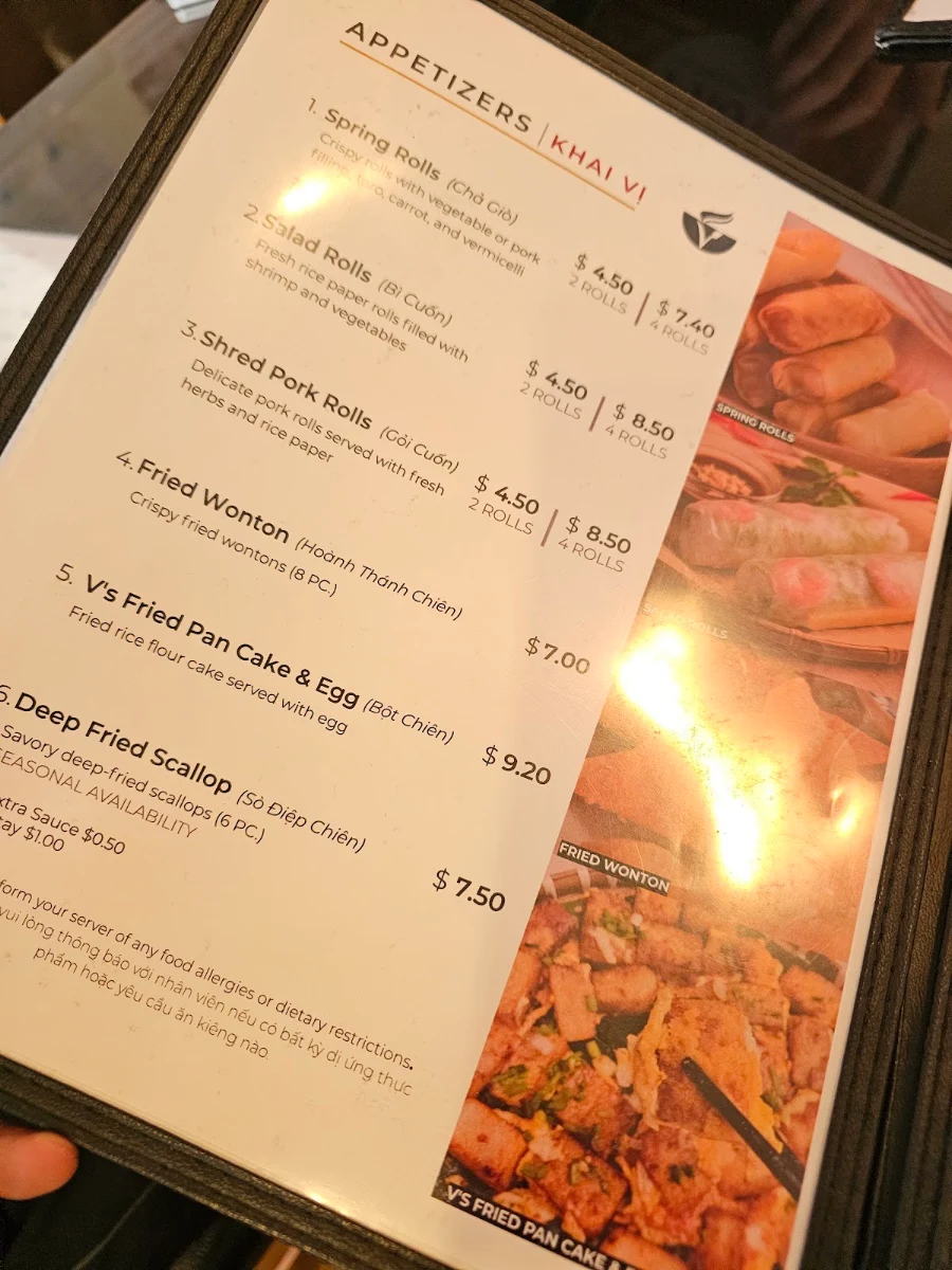 Menu, Pho V