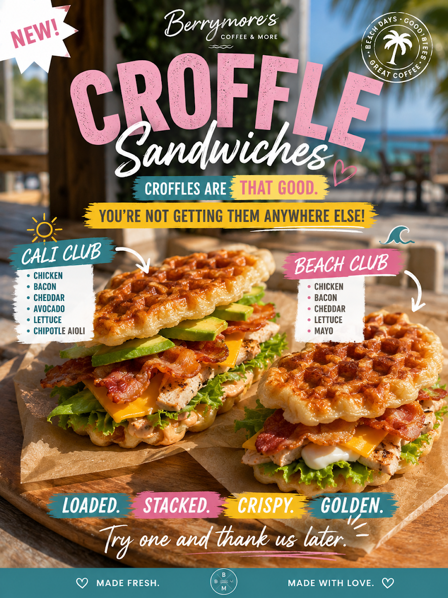 Menu, Berrymore-Crystal Beach Eats