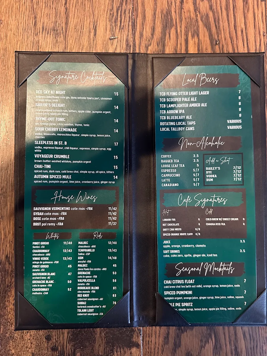 Menu, Promenade Brasserie