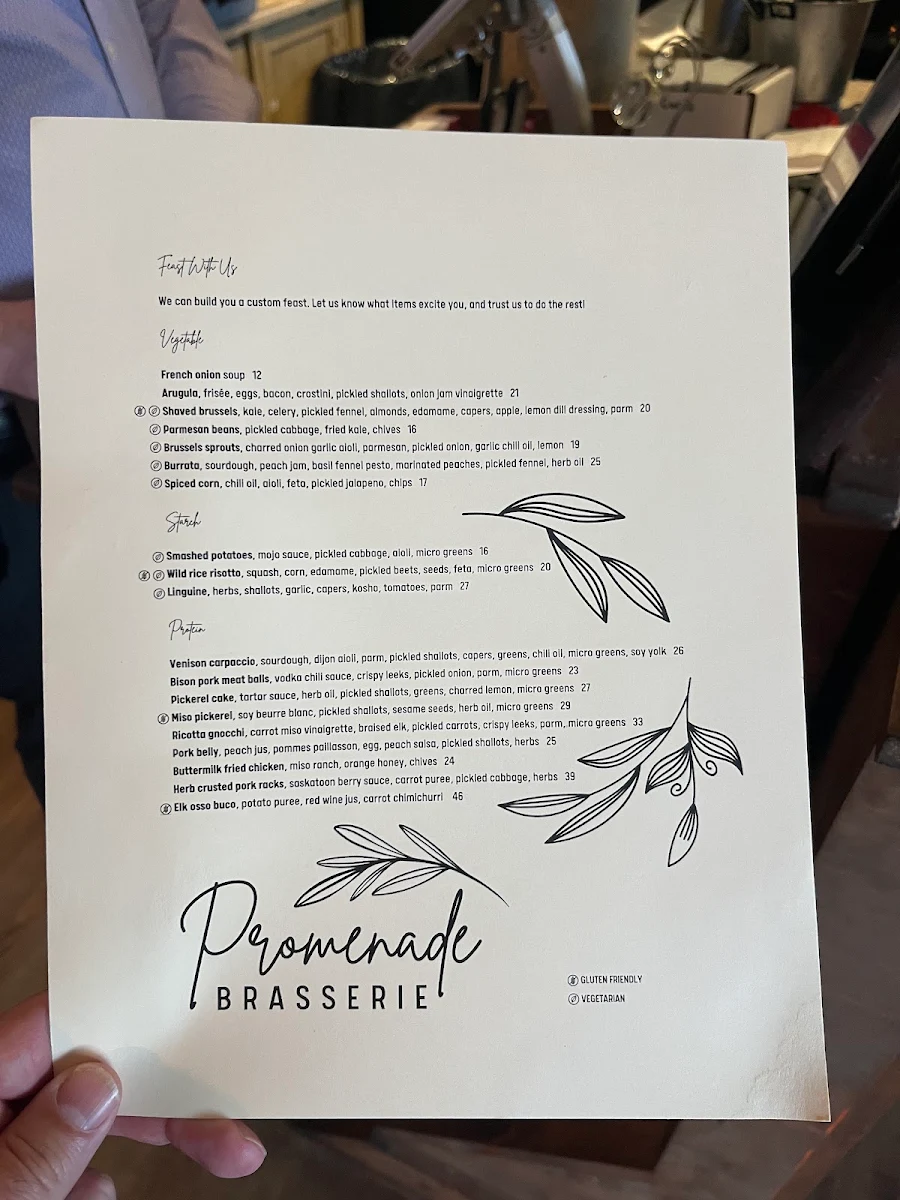 Menu, Promenade Brasserie