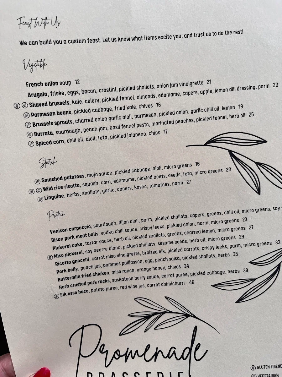 Menu, Promenade Brasserie