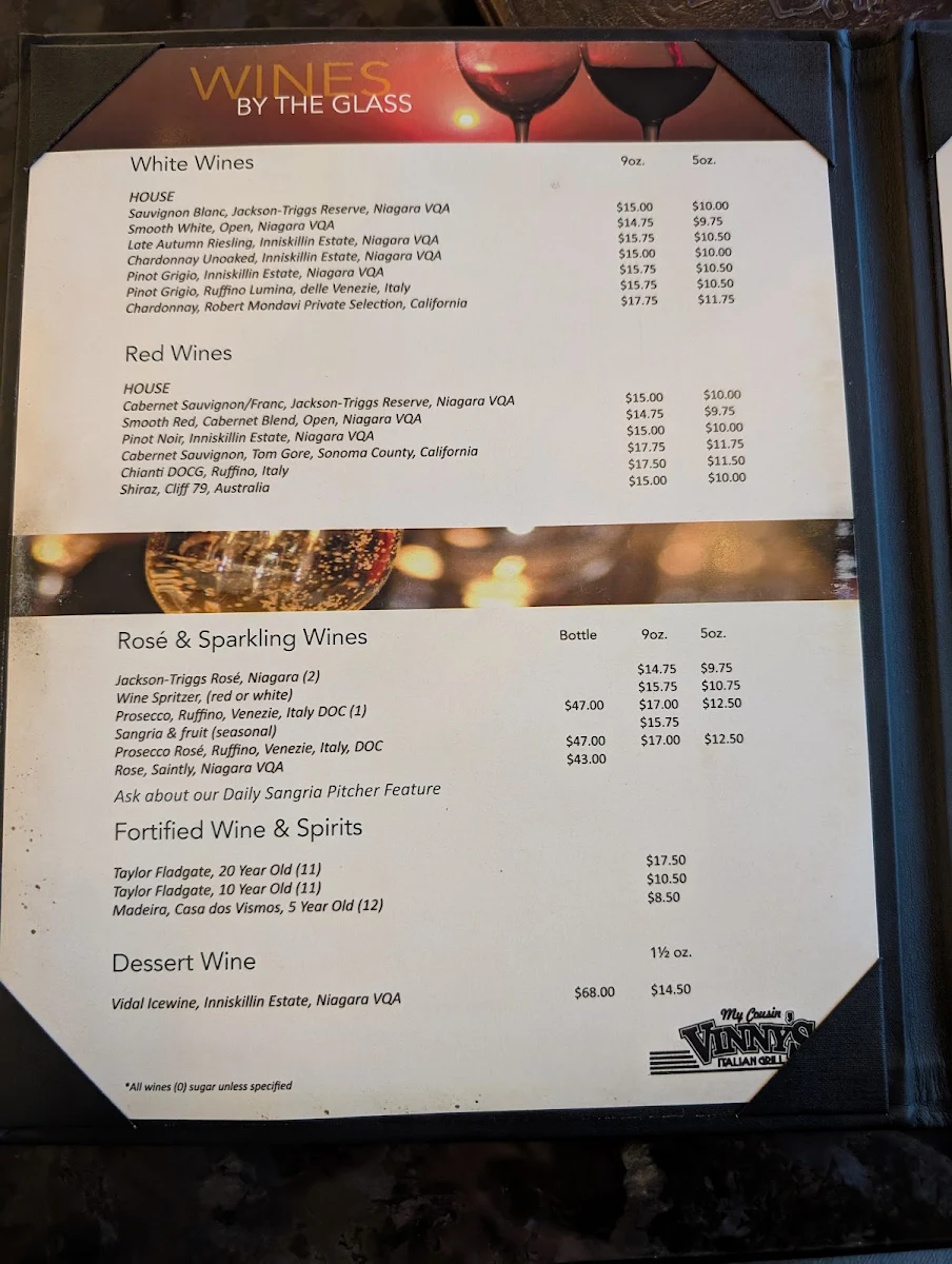 Menu, My Cousin Vinny's