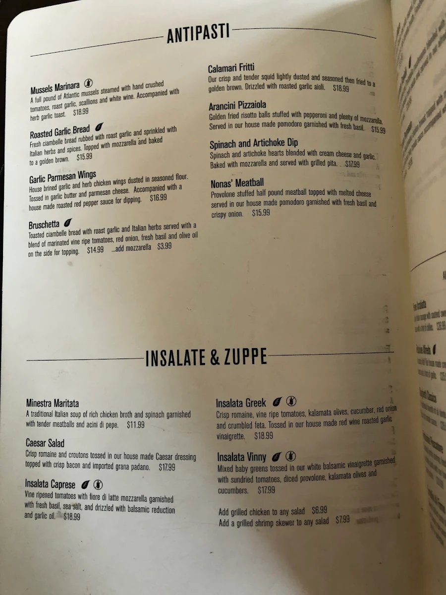 Menu, My Cousin Vinny's