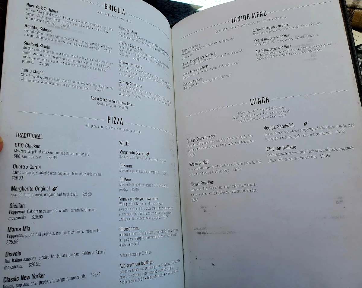 Menu, My Cousin Vinny's