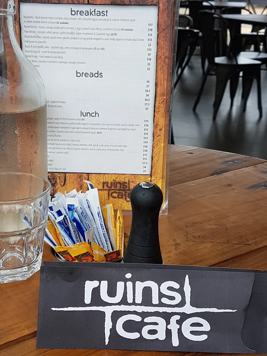 Menu, Ruins Cafe