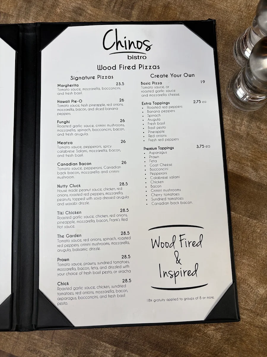 Menu, Chino's Bistro