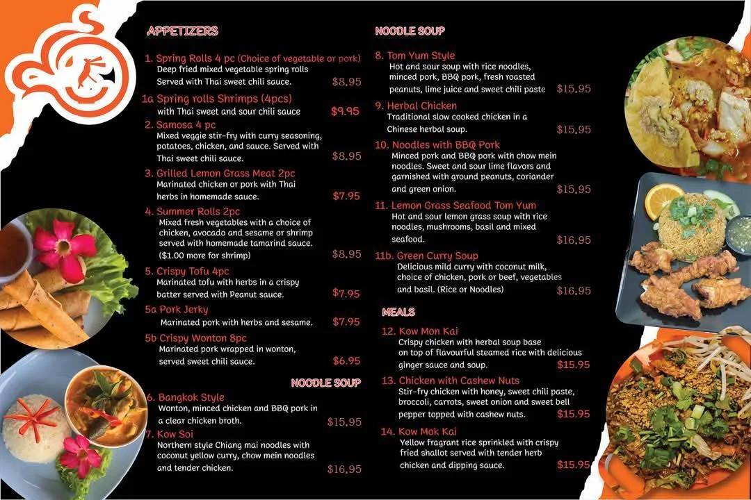 Menu, Bangkok Noodle Soup & Grill