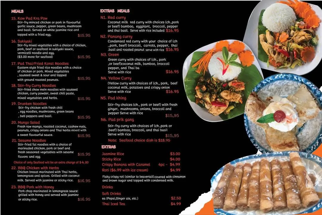 Menu, Bangkok Noodle Soup & Grill