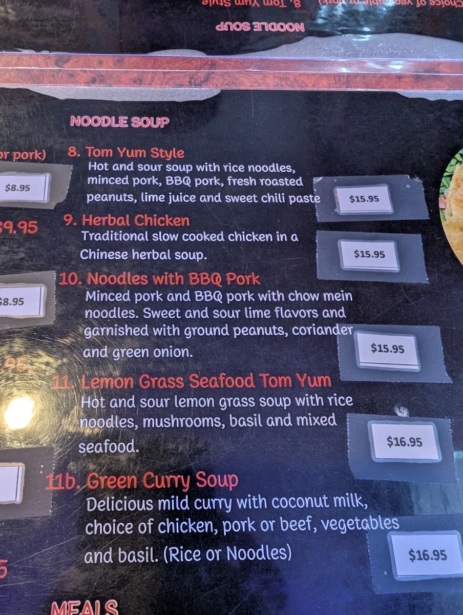 Menu, Bangkok Noodle Soup & Grill