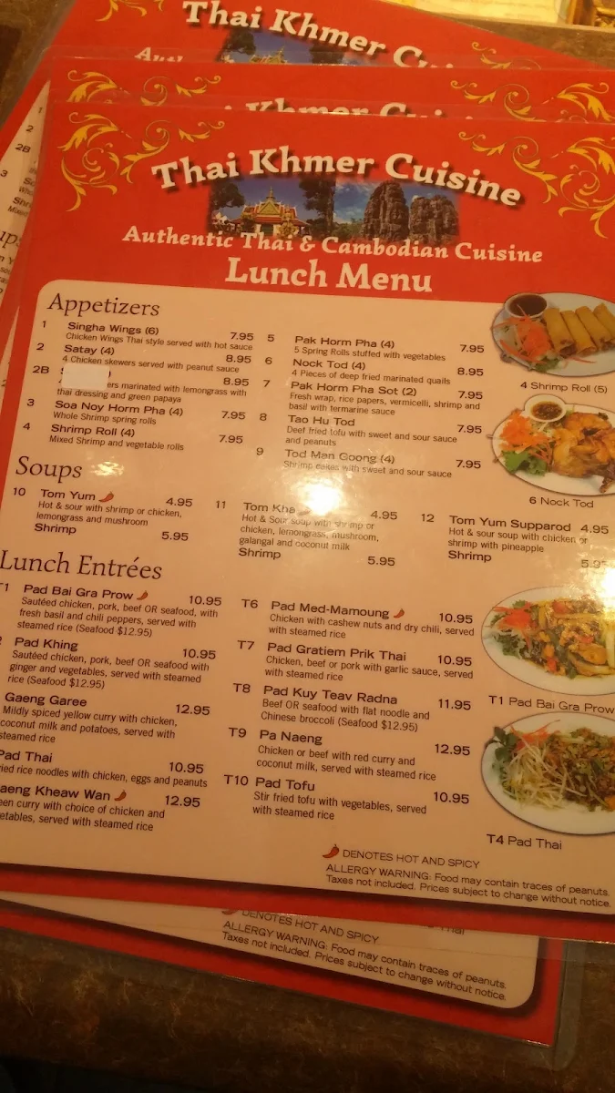 Menu, Bangkok Noodle Soup & Grill