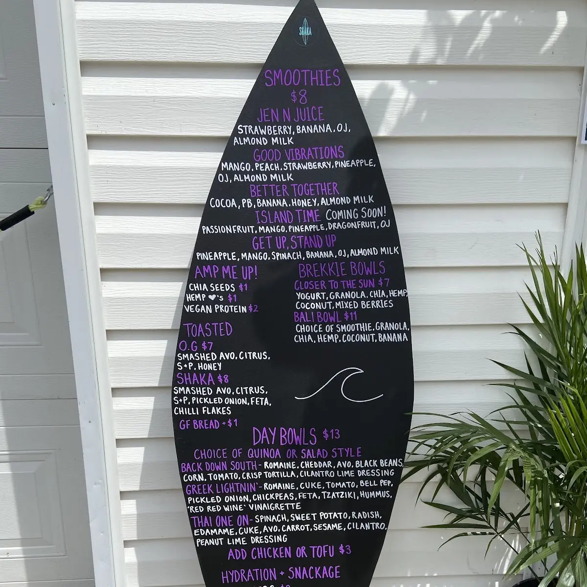 Menu, Shaka Farm To Beach
