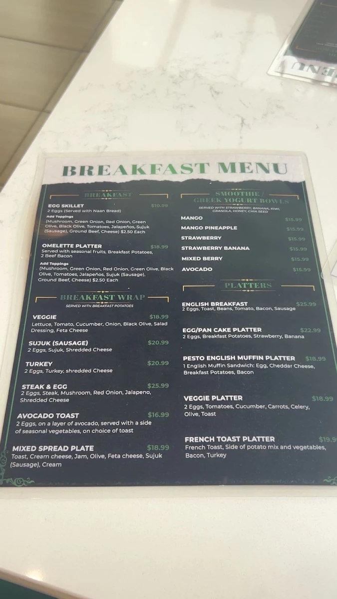 Menu, D-Luxé Cafe & Lounge