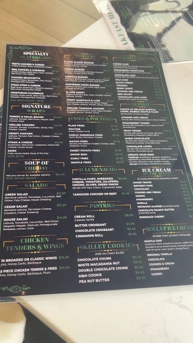 Menu, D-Luxé Cafe & Lounge
