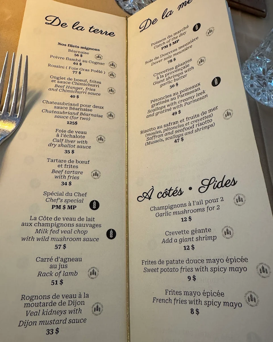 Menu, Restaurant Le Surcouf