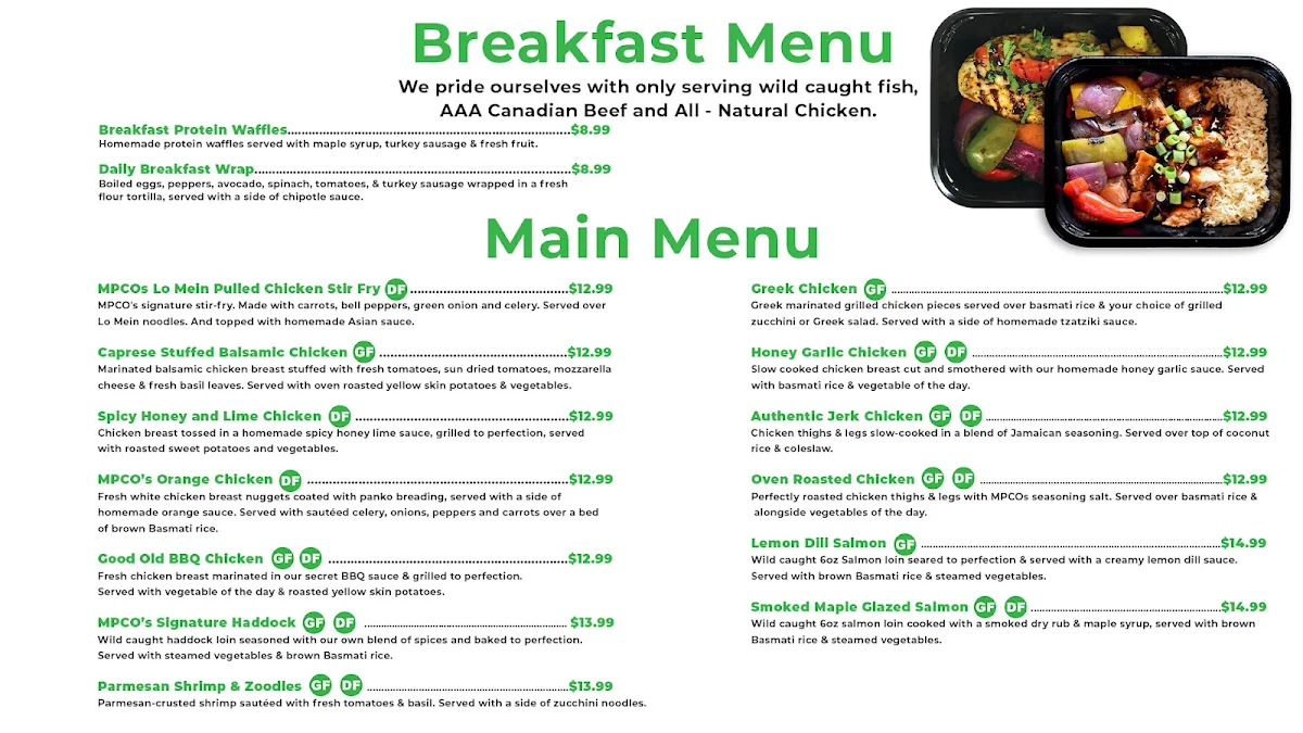 Menu, The Meal Prep Company