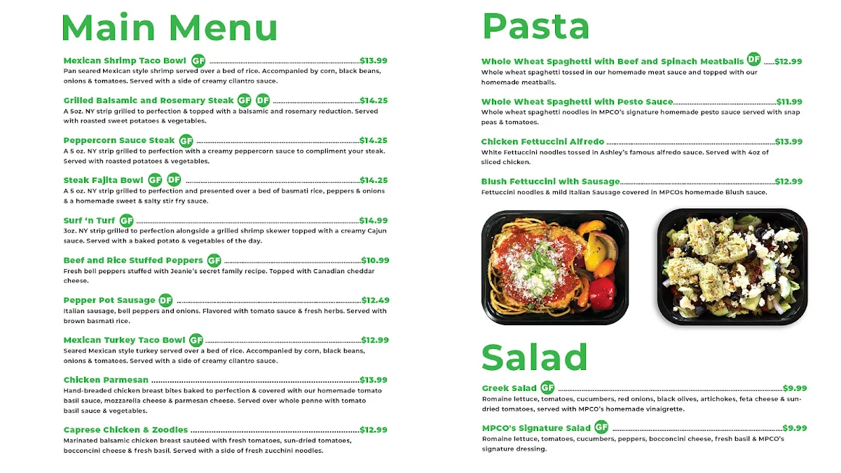 Menu, The Meal Prep Company