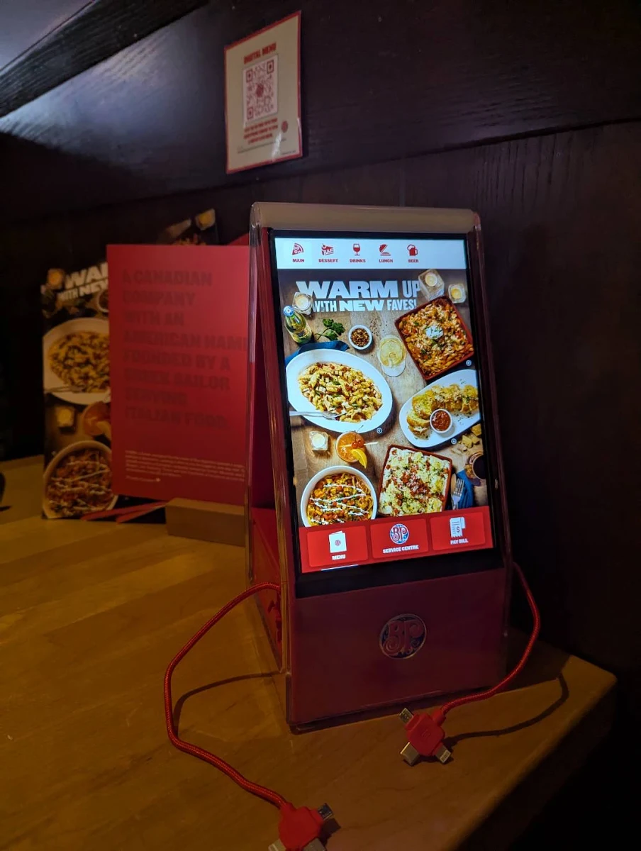 Menu, Boston Pizza