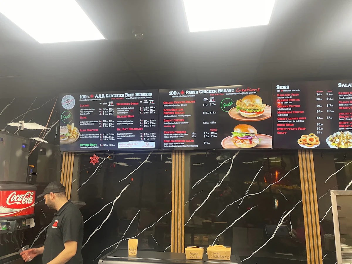 Menu, Acme Burger Company