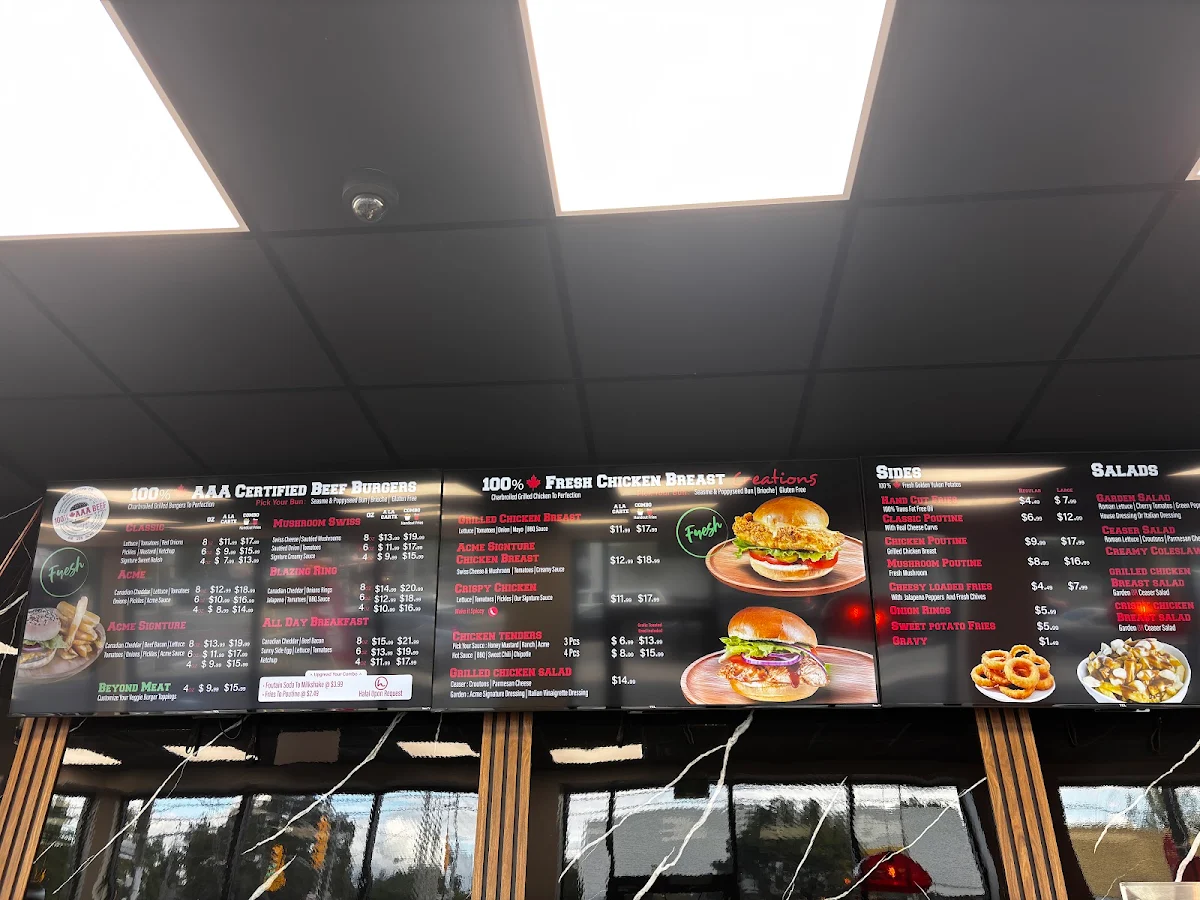 Menu, Acme Burger Company