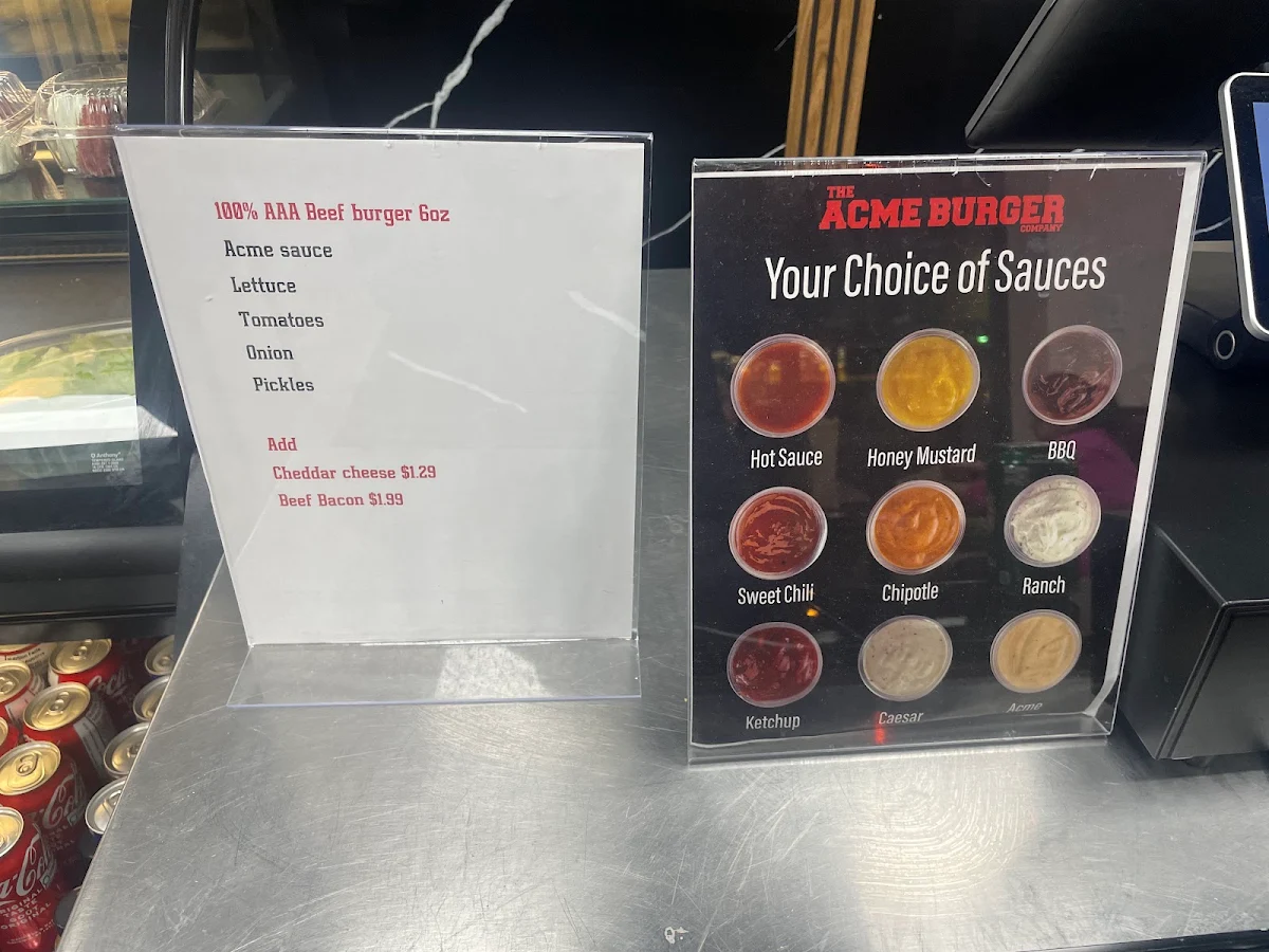 Menu, Acme Burger Company