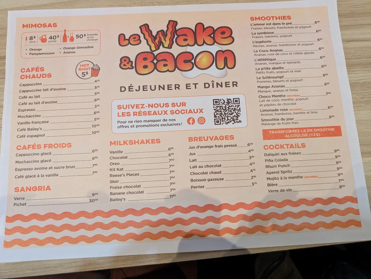 Menu, Le wake n bacon