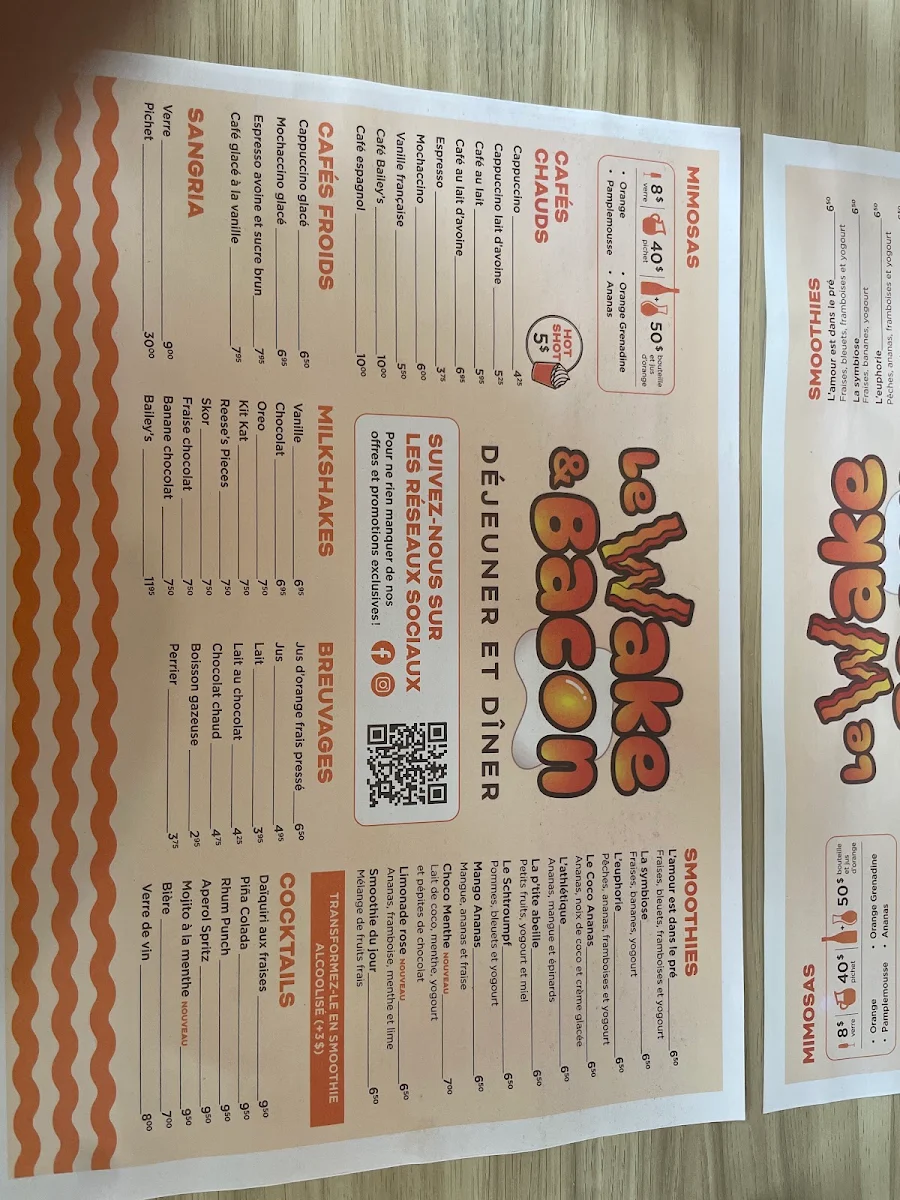 Menu, Le wake n bacon
