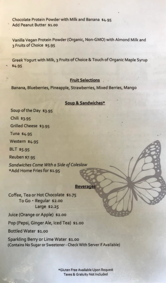 Menu, The Monarch and The Milkweed