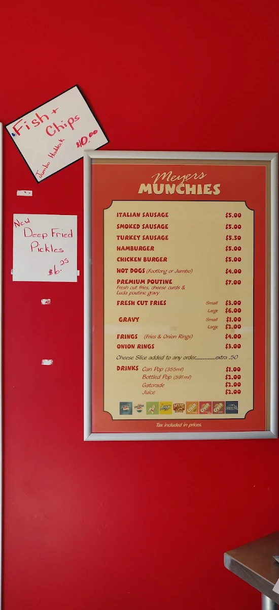 Menu, Webb's Munchies