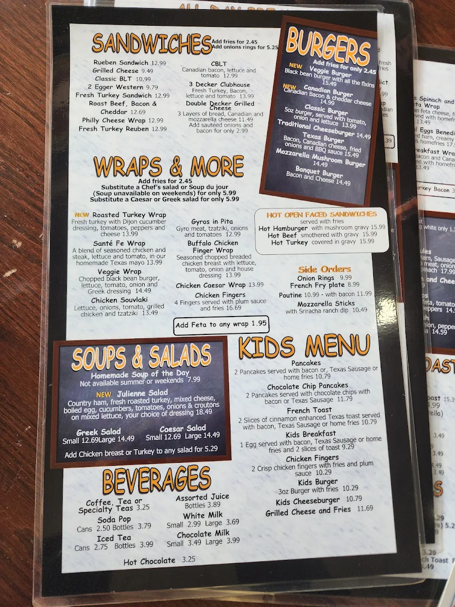 Menu, Scoops Restaurant Breakfast and Lunch