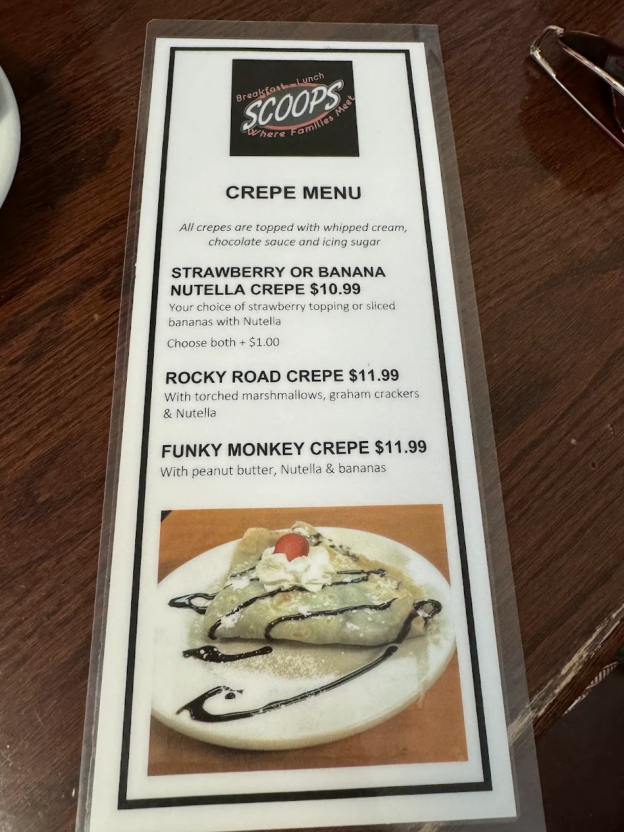Menu, Scoops Restaurant Breakfast and Lunch