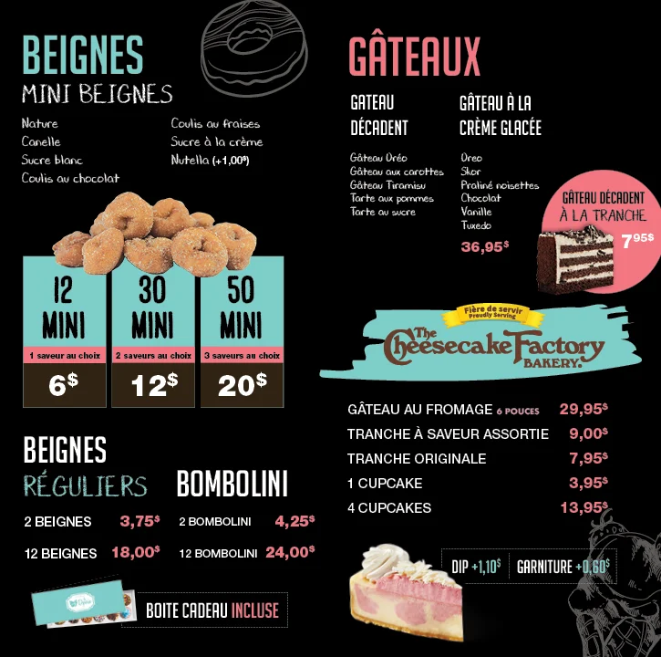 Menu, La Diperie Plateau Mont-Royal