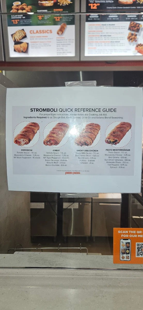 Menu, Pizza Pizza