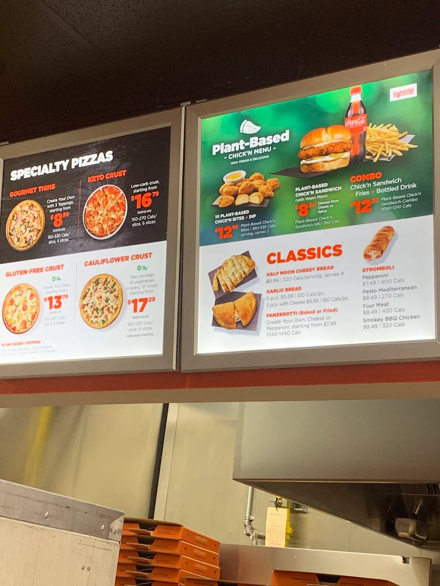 Menu, Pizza Pizza