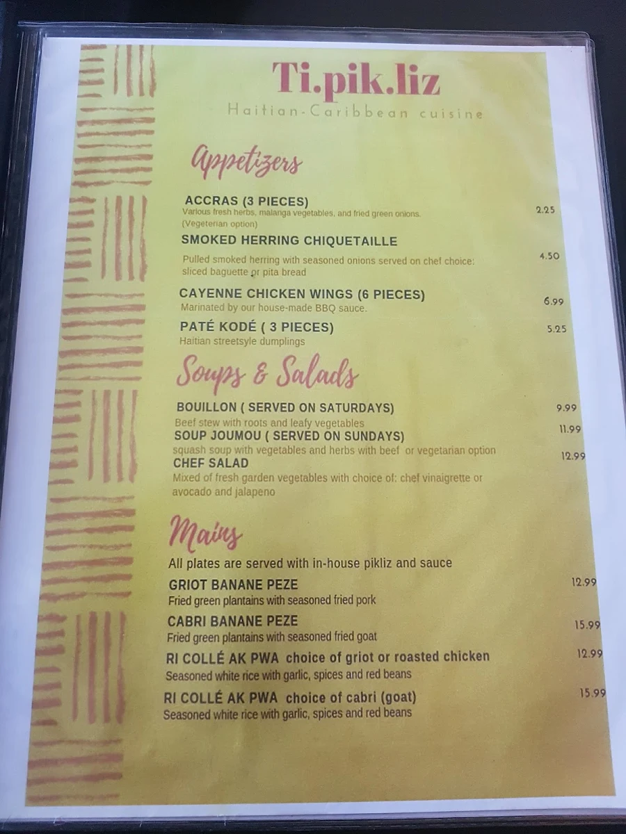 Menu, Tipikliz