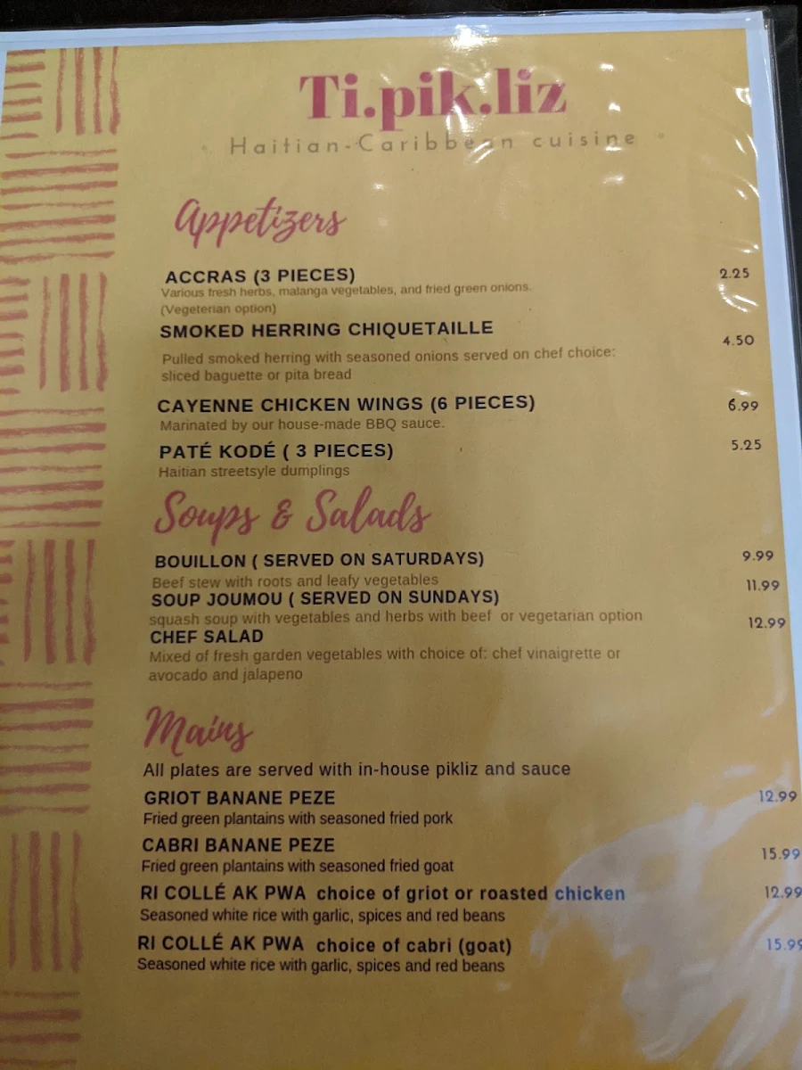 Menu, Tipikliz