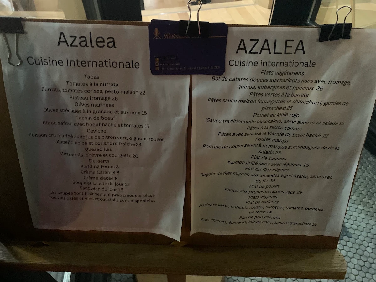 Menu, Azalea